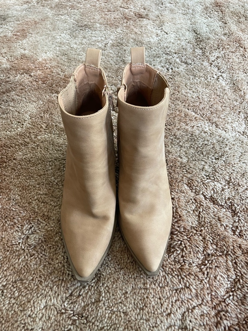 Women's Ankle Boots in Beige - Classic Pointed Toe, size 7, true to size.